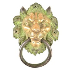 Main Crafted Laiton Lion Heurtoir de Porte Anneau Avec Patine Rare Décor Maison