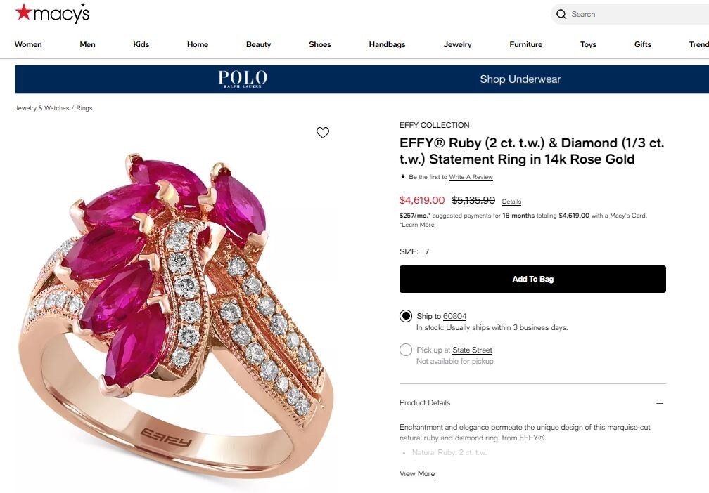 Macy's Effy Jewelry Coupons Fine Jewelry Macys Rings