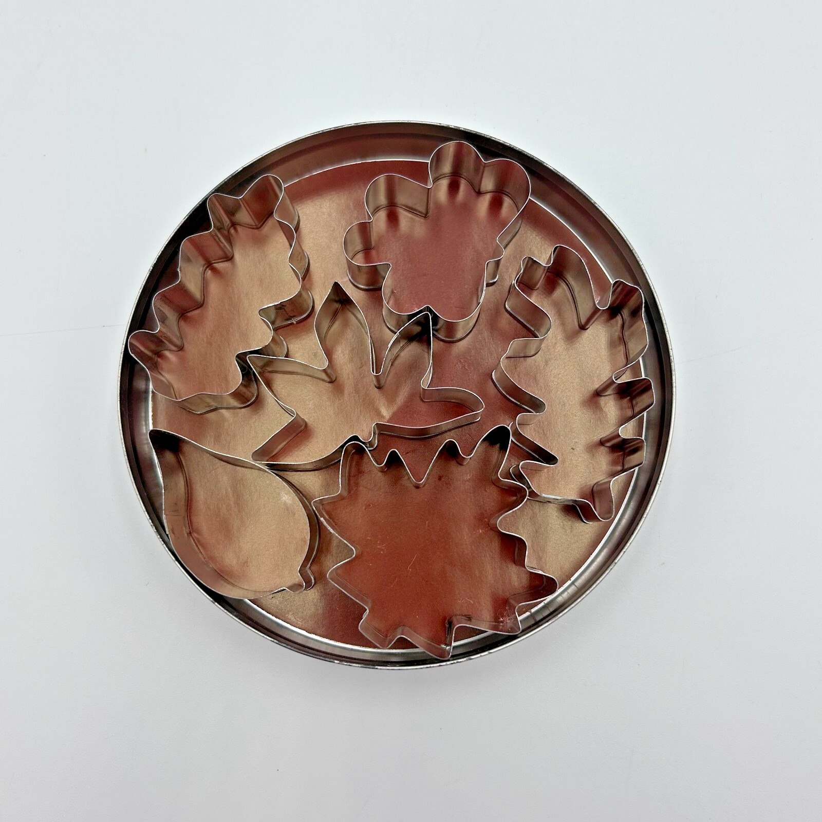 Vintage Fox Run Craftsman Cookie Cutters Set of 7 Leaves Tin Plated