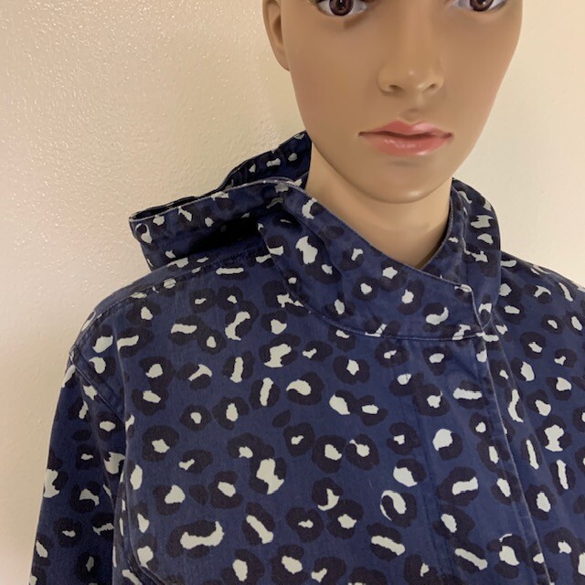 Womens A.P.C Blue Animal Print Cotton Hooded Coat Size Small S | eBay