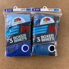 Fruit Of The Loom Boxer Briefs 3 Pack Boys Cotton 2 Packages L 14-16 New