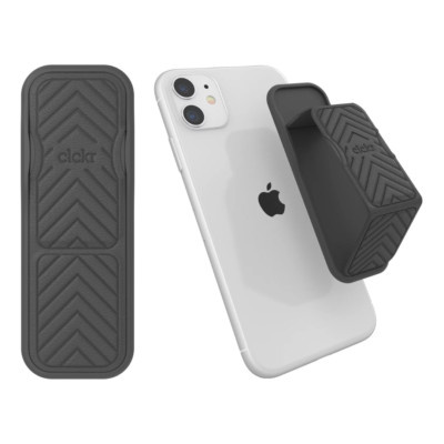 Clckr Universal Grip & Stand Textured Arrow Gray Holder for  iPhone Flat Retract