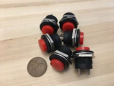 6 Pieces RED small N/O Momentary 16mm push button Switch round 12v on off