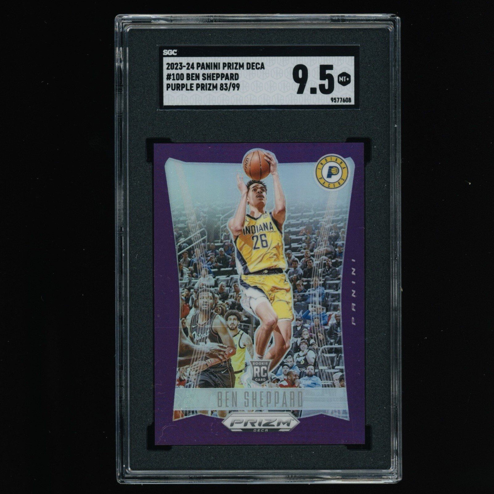 2023-24 Prizm Deca Ben Sheppard Purple Prizm Rookie RC #83/99 100 SGC 9.5 Pacers