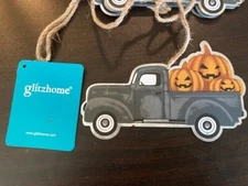 Glitzhome Truck & Pumpkin Halloween Garland 72"