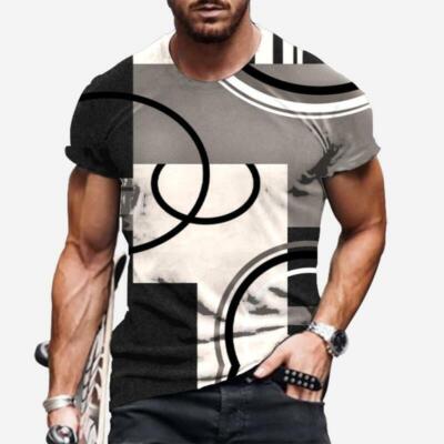 Men T Shirt Optical Illusion 3D Fashion Graphic Print Short