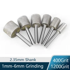 2.35mm Shank Cylinder Diamond Burrs Bits Grinding Abrasive Tools 400/1200Grit