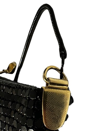 Vintage Purse Handbag 80s Black Metal Mesh & Snake Chain Strap Shoulder Bag - Picture 8 of 22