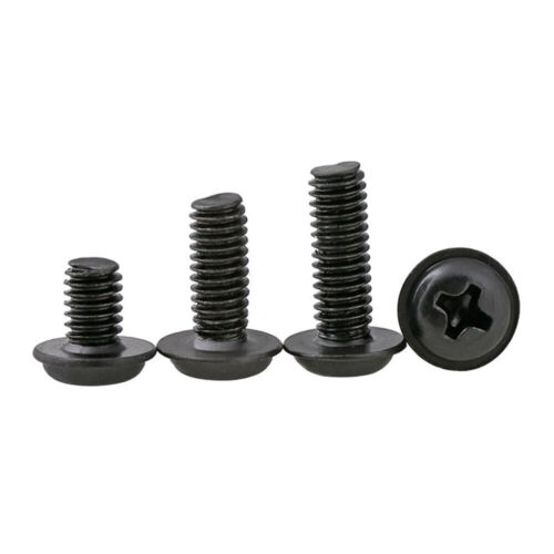 Black Carbon Steel Flanged Phillips Cross Button Head Machine Screws M2 To M6 - Picture 7 of 12