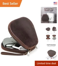 Genuine Leather Travel Case for AirPods Max - Portable & Stylish Coffee Design
