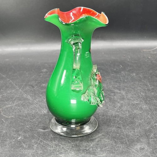 Green Flower Glass Vase Enamel Painted Souvenir York PA Vintage Blown Glass - Picture 10 of 11