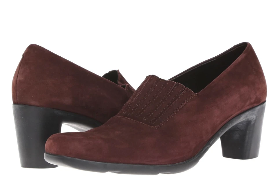 Mocasines de tacón de cuero borgoña ARCHE para mujer talla 9 Foto 2 de 4