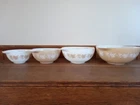 Set 4 Pyrex Nesting/Mixing Bowls Sandalwood Ivy Tan/White Cinderella Tab 441-444