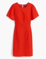J.Crew Flutter Sleeve Dress in Eyelet Size 00 Vibrant Flame Embroidered