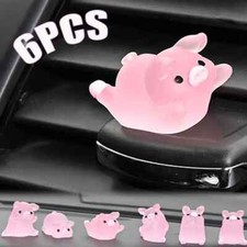 NEW Mini Pig Car Ornaments Car Dashboard Rear View Mirror Cartoon Resin Pink Pig
