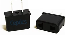 Ceptics Europe Asia to USA Plug Adapter - CE Certified - 12 Pack