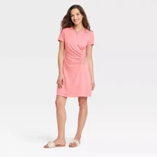 Universal Thread Short Sleeve Ruched Knit Mini T-Shirt Dress Womens X-Large Pink