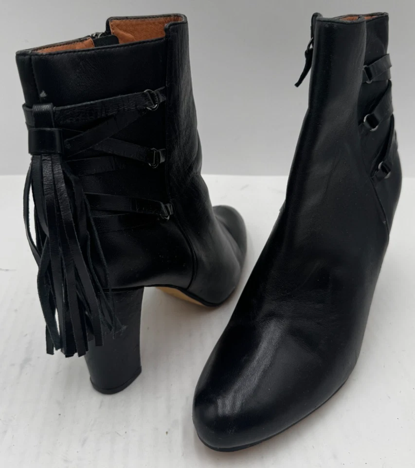 Halogen Sadee Boots Women's Size 8 Black Leather Side Zip Tassel Ankle Boots - Image 4 of 4