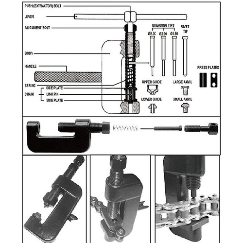Motorcycle Bike Chain Breaker Splitter Link Riveter Universal Sets Riveting Tool - Picture 13 of 15