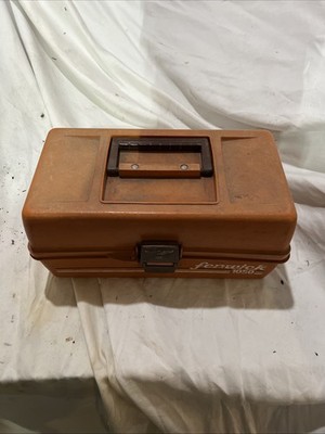 Vintage Fenwick Woodstream 1050 Orange Fishing Tackle Box 2 Trays