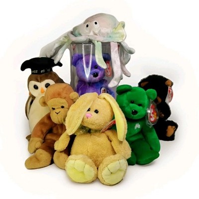 Beanie Babies Lot Of 7 Erin, Ivan, Clubby IV, Wise, Bongo, Hopson, Goochy 93-06