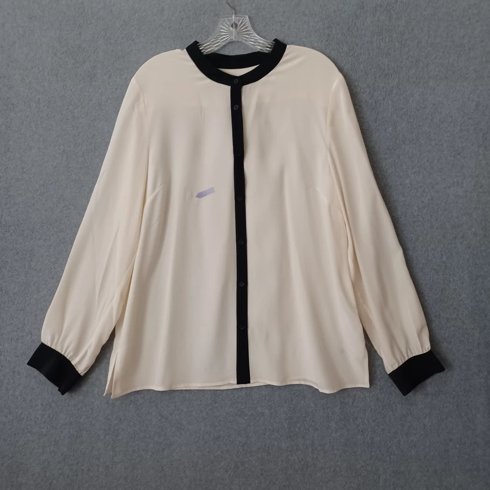Talbots Blouse Womens 16 Ivory Long Sleeve 100% Silk Casual Workwear Blouse - Image 2 of 4