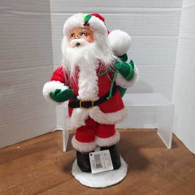 Annalee 9'' Holiday Cheer Santa Claus #410521 Green Toy Sack NWT Stands In Base 