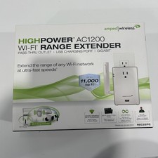Amped Wireless High Power AC1200 Plug-in Wi-Fi Range Extender w/Pass Thru 11,000