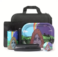 Sassy the Sasquatch rolling tray stash box grinder rolling machine tube+bag 18pc