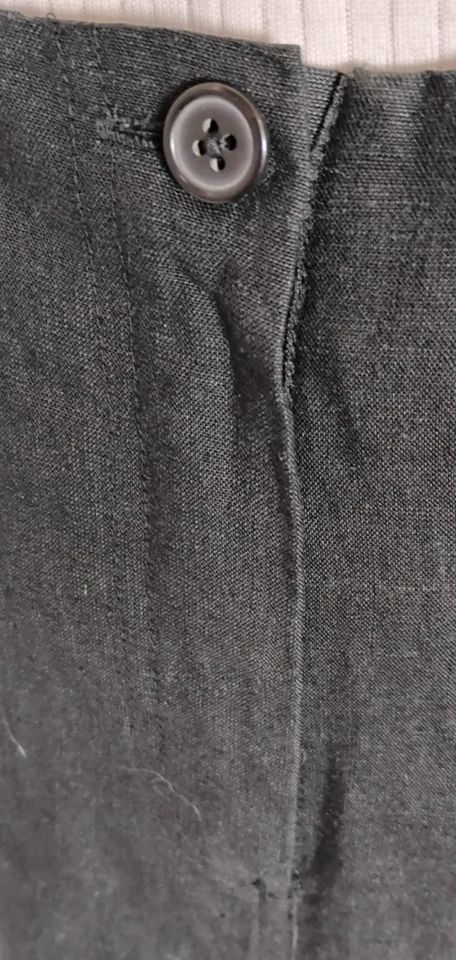 Pantalones Cortos Boho Negros Lino Blnd Para Mujer 12 Pierna Ancha Rosa Bordado Cuentas Floral Foto 2 de 4