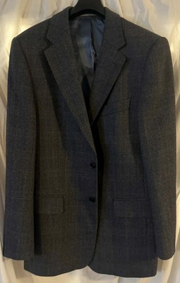 Magee T2 Blazer Suit Jacket Men's Sz 40R Grey Wool Check Herringbone Formal