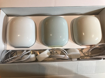 Google Nest Wifi Pro Wi-Fi 6E Router Mesh System - Multicolor (3-Pack) USED