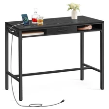 Bar Table with Power Outlets, 39.4 Inches Long Bar Height Pub Table, Rectangu...