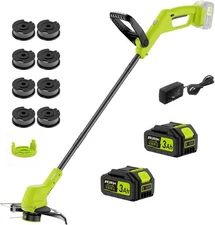 21V String Trimmer Cordless with 2x3.0Ah Battery and Charger, 12 Inch Green 