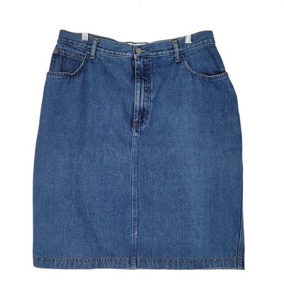 Vintage Gloria Vanderbilt Classic Blue Denim Skirt Size 16 Regular Knee Length