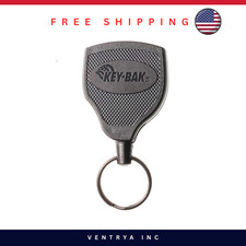 KEY-BAK SUPER48 Heavy Duty Retractable Keychain 48" Steel Cable Belt Clip Black