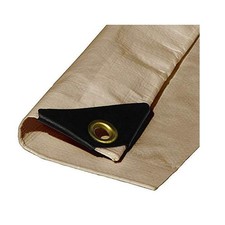  Beige/Tan Heavy Duty Premium Poly Tarp 12 Mil Thickness 3 Ply Coated Reinfo...