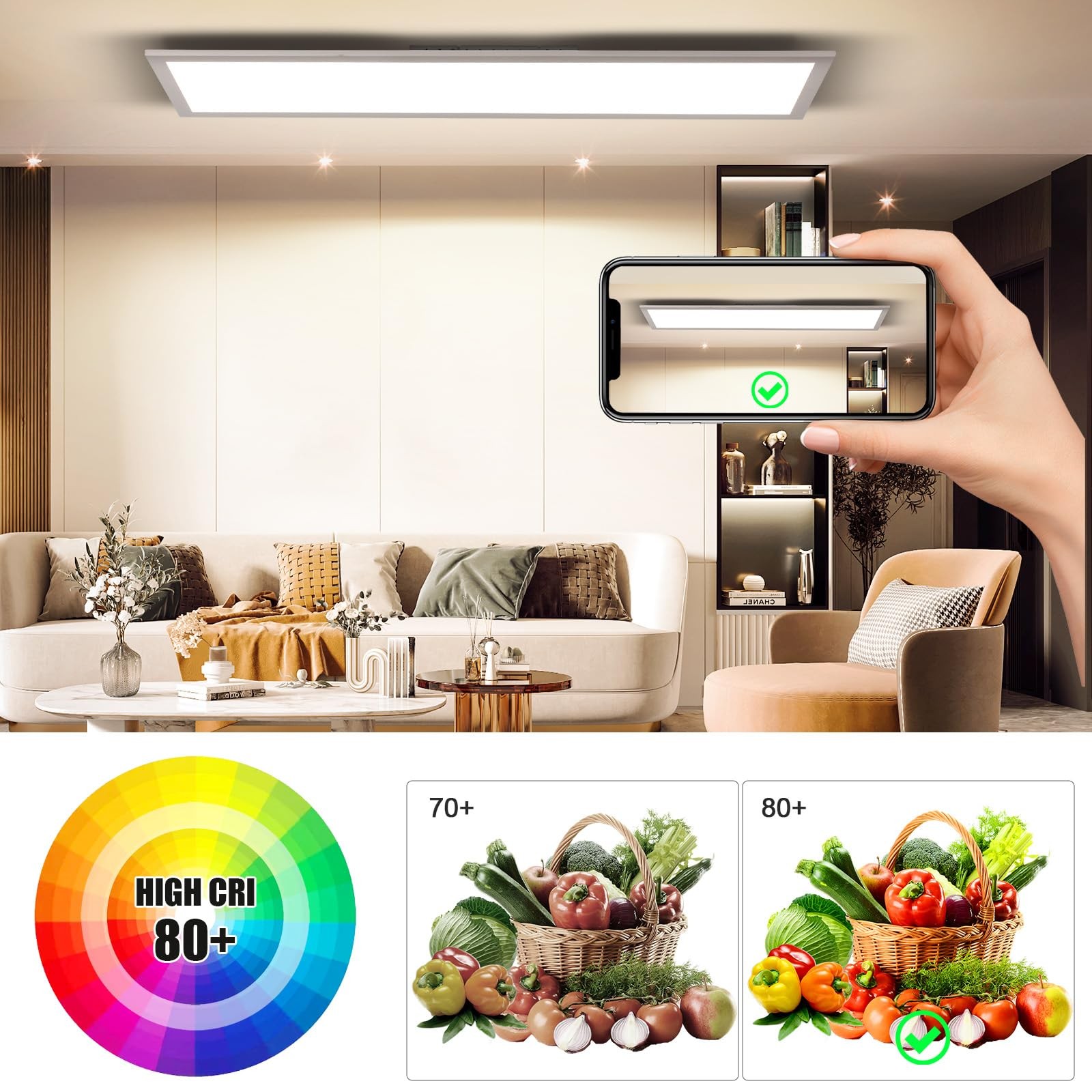 Plafonnier LED 120x30cm dimmable avec intensité réglable 40W - 4