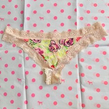 Rare Y2K VS PINK Extra Low Rise Lace Thong Panty Size L Neon Floral 2000s