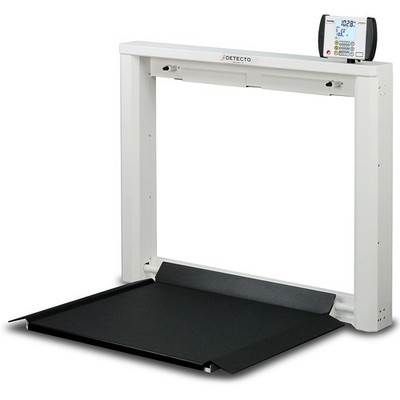 Detecto 7550 Wall-Mount Fold-Up Wheelchair Scale 1000 lb x 0.2 lb BMI AC Adapter