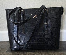 lovevook laptop tote bag for women, Black, Crocodile Texture