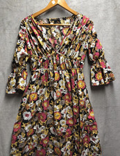 Forever 21 Dress Size L Floral Split 3/4 Flare Sleeves Cottage Countryside
