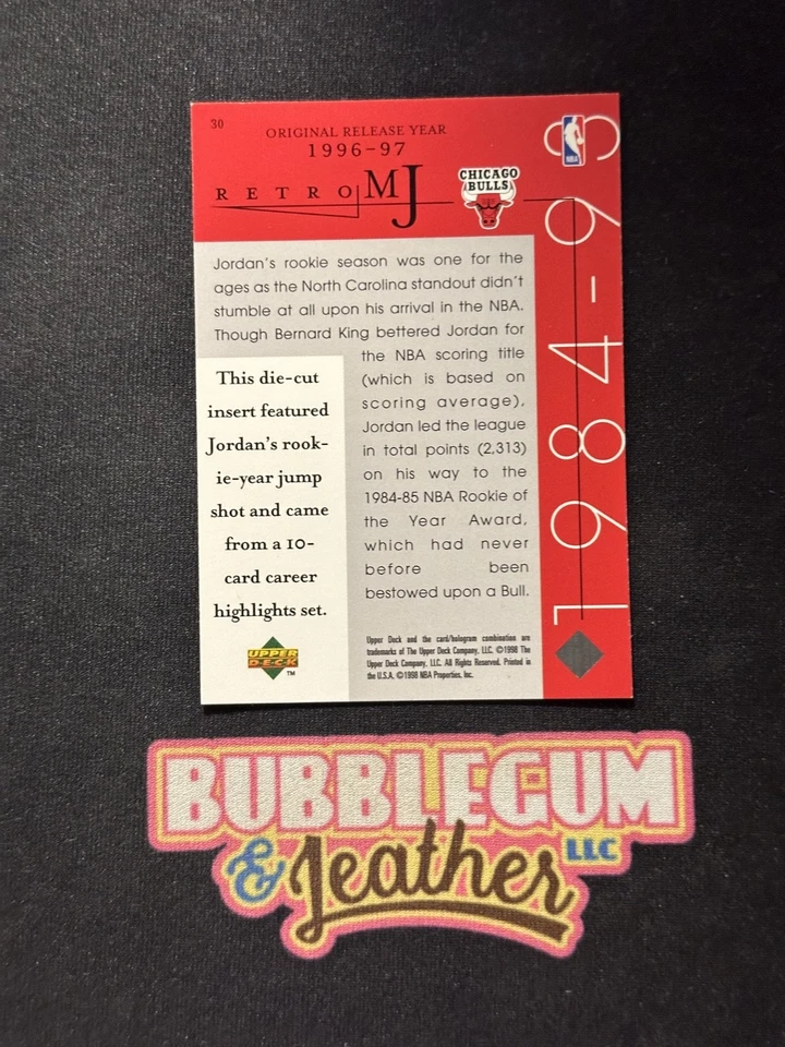 1998 Upper Deck MJ Career Collection Retro MJ Michael Jordan #30 HOF - Image 2 of 2