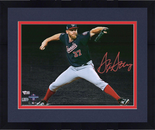 FRMD Stephen Strasburg Nationals Signed 2019 WS Champ 11x14 Pitch Spot Photo