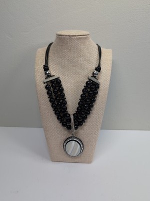 Cato 1946 Silver Tone Layered Necklace Multi Strand 24 In With Pendant 