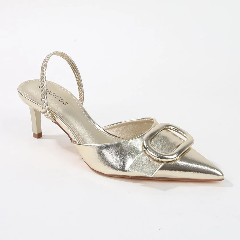 Berness Womens Chiara Statement Buckle Pointed Slingback Heel Pump Gold 9 8190₽