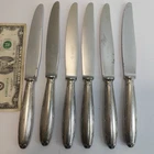 6 Vintage French CHRISTOFLE Silver Plate dinner knives "Rubans" Louis XVI #9