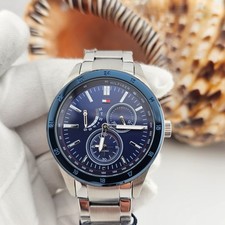 Image of TOMMY HILFIGER 1791640 MENS WATCH SILVER TONE BRACELE  BLUE DIAL SILVER CASE