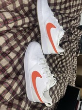 NIKE Court Borough Low 2 GS White/Orange BQ5448-114 Size 7Y Boys Brand New