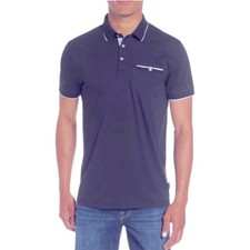 Ted Baker London Mens Derry Flat Knit Polo Shirt Large / 4 Blue Short Sleeve